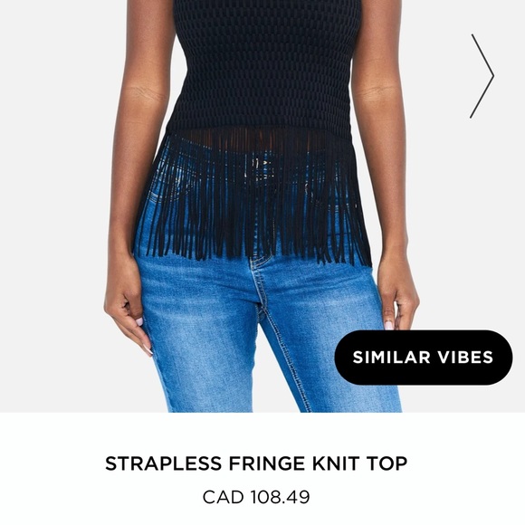 👚BEBE STRAPLESS FRINGE KNIT TOP👚 - Picture 8 of 8